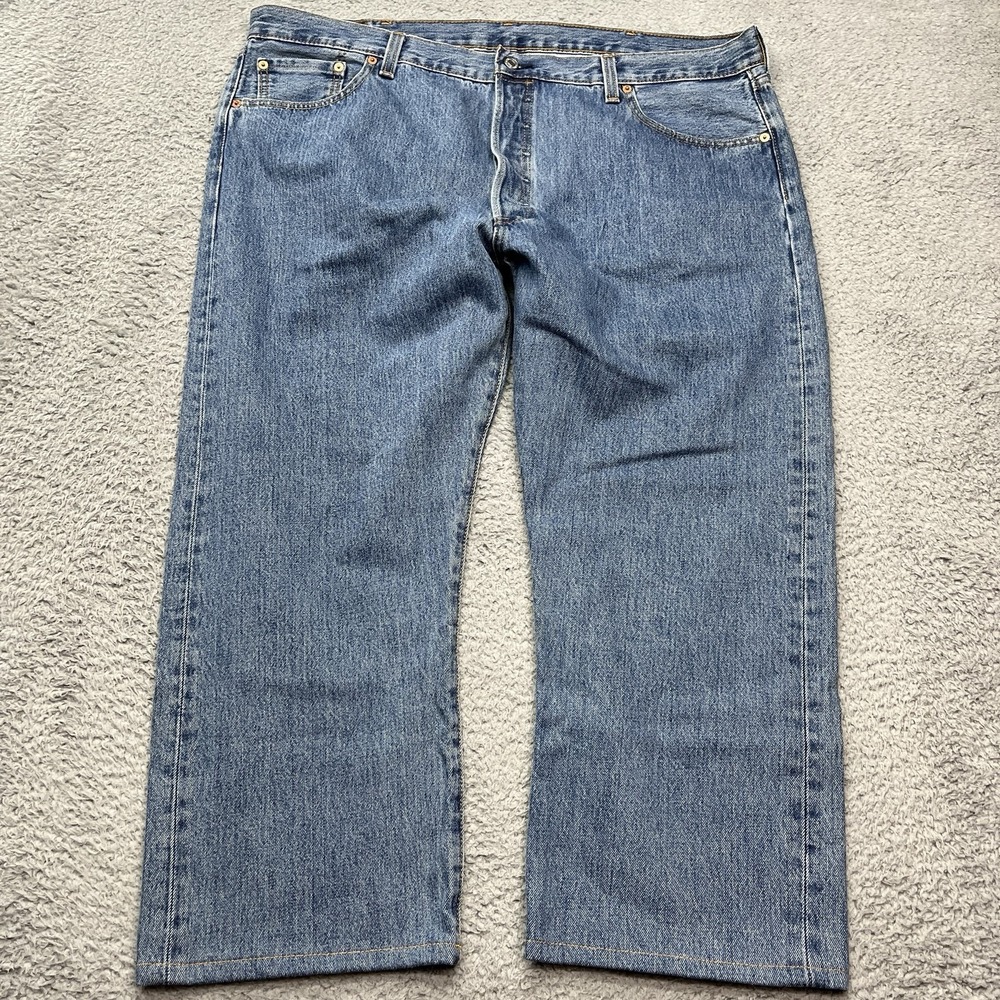 Levi's 501 Button Fly Jeans Mens 42x25 Blue Medium Wash Straight Leg Denim